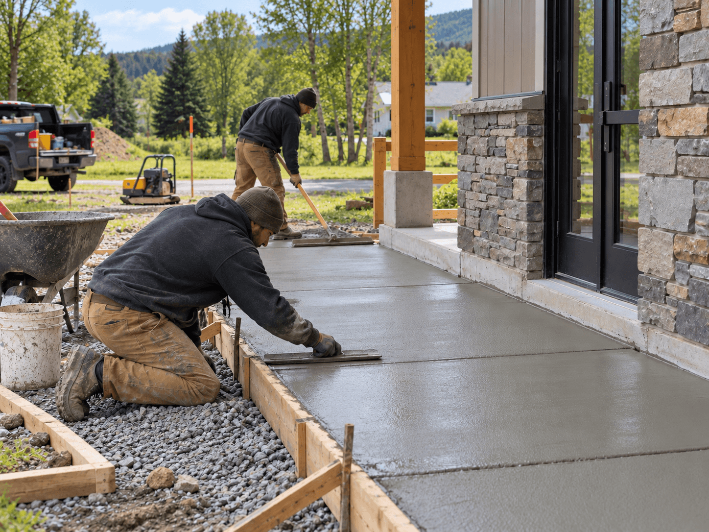 Concrete sidewalk construction and finishing in warm weather