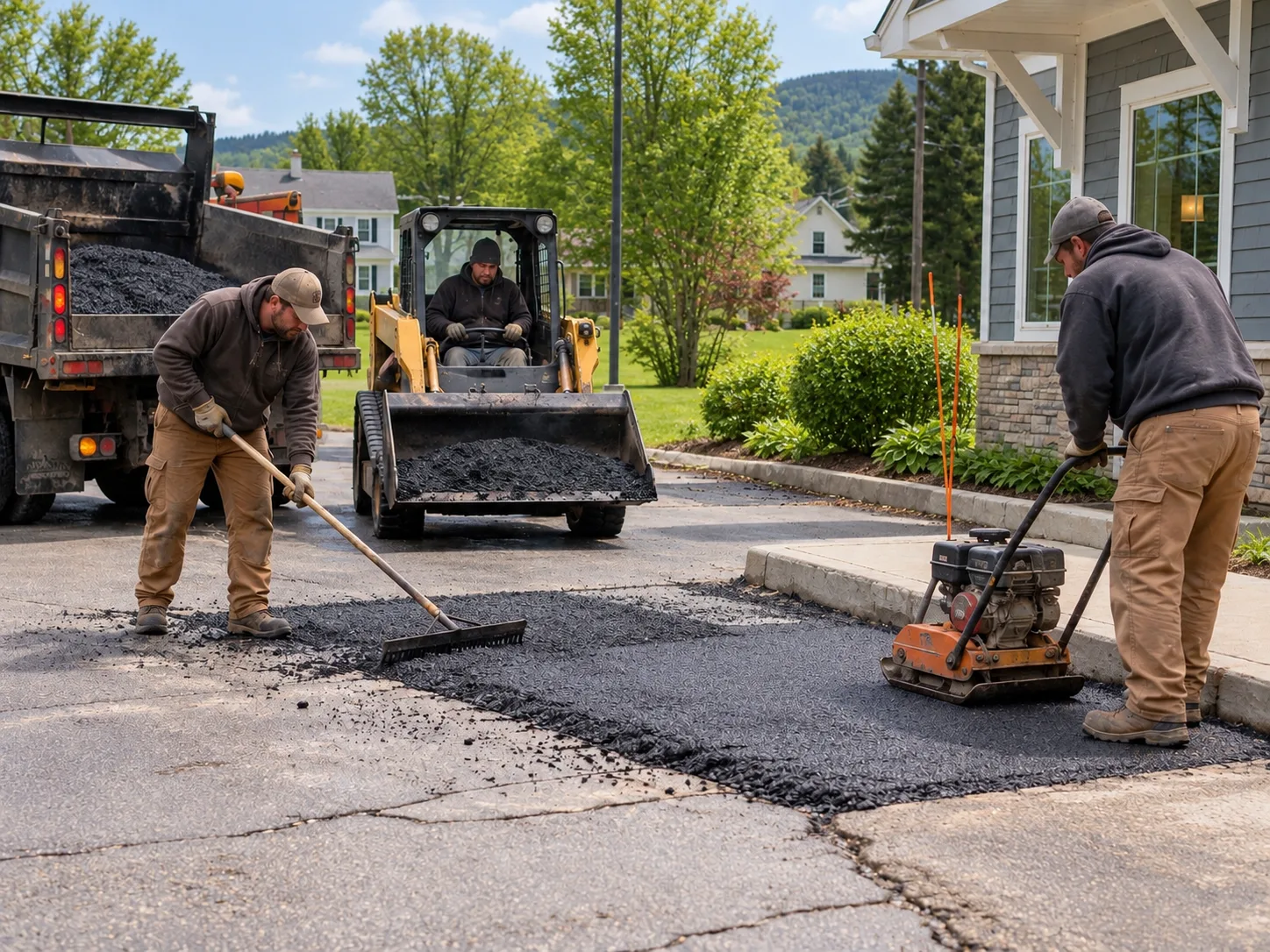 Commercial asphalt paving and sitework in warm weather